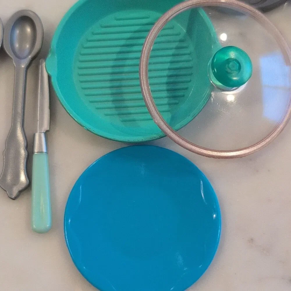 Miniatures Dollhouse Toy Cookware Set Utensils Pans/Skillet Lid Plate